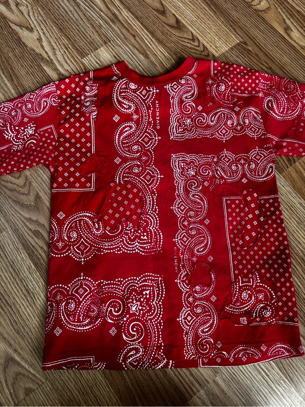 Givenchy Red Bandana-Print Short Sleeve Tee